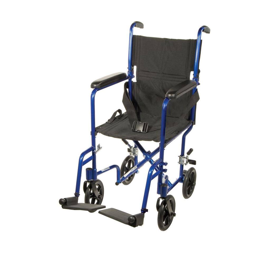 Drive Medical Lightweight Transport Wheelchair in Blue with 17 in. Seat atc17-bl