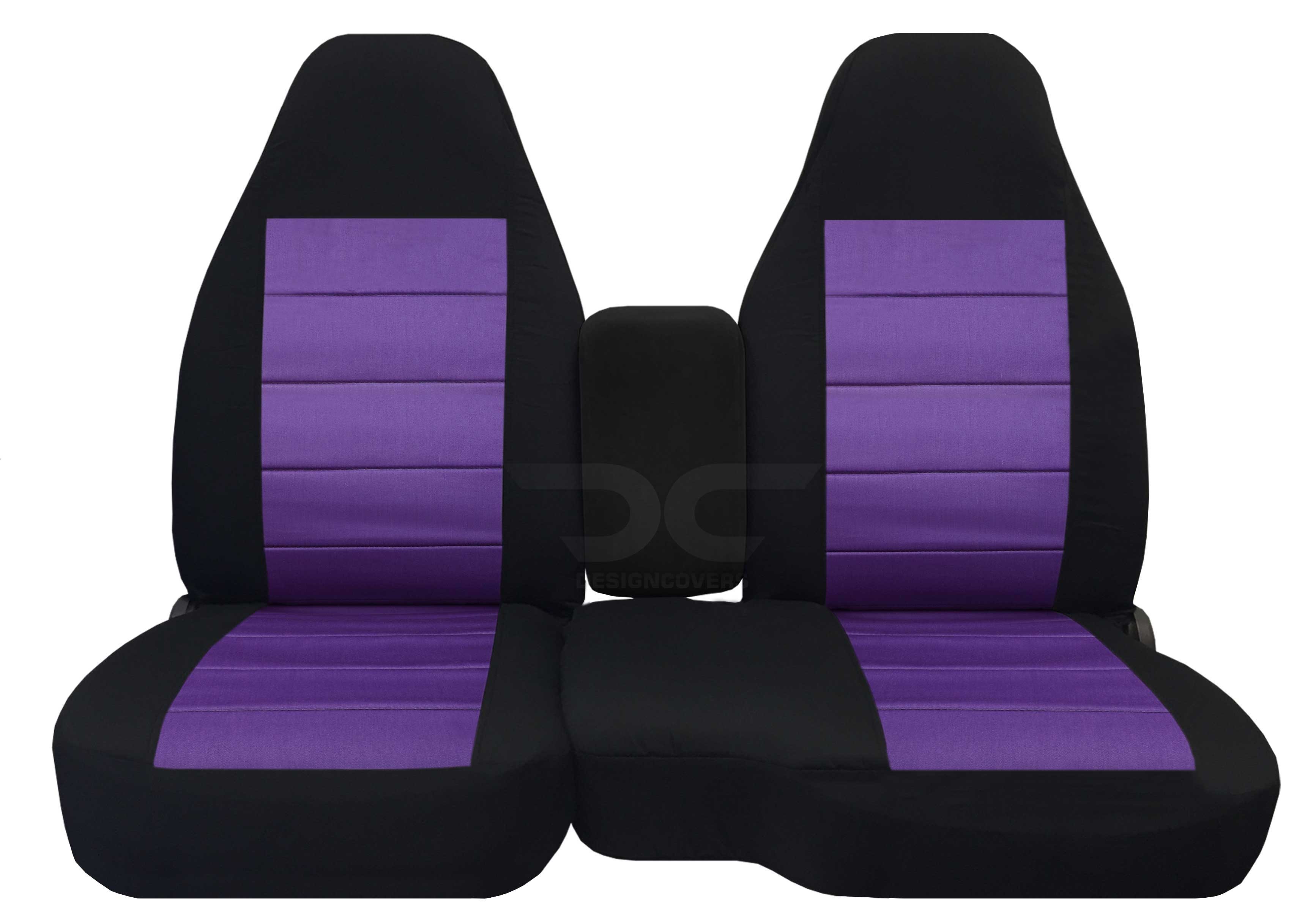 T380-Designcovers Compatible with 2004-2012 Ford Ranger/Mazda B-Series Two-Tone Truck Seat Covers (60/40 Split Bench) w Center Console/Armrest Cover.Size: Opening Console : Black and Purple Velour