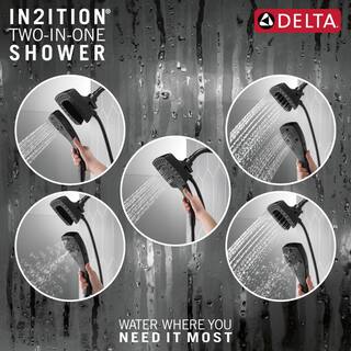 Delta In2ition 5-Spray Patterns 2.5 GPM 5.75 in. Wall Mount Dual Shower Heads in Matte Black 58474-BL25