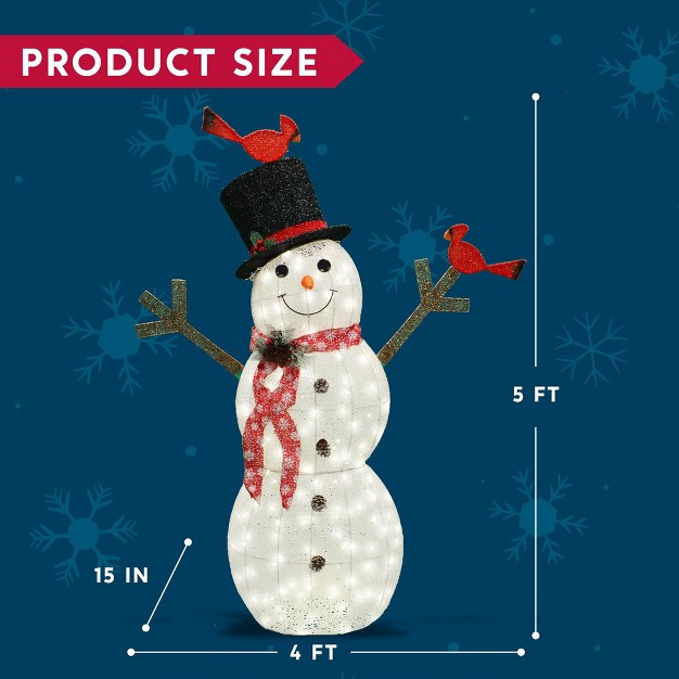 Joiedomi 5ft 3d Cotton Snowman 170 Led Warm White Led christmas Outdoor Yard Light christmas Eve Night Decor