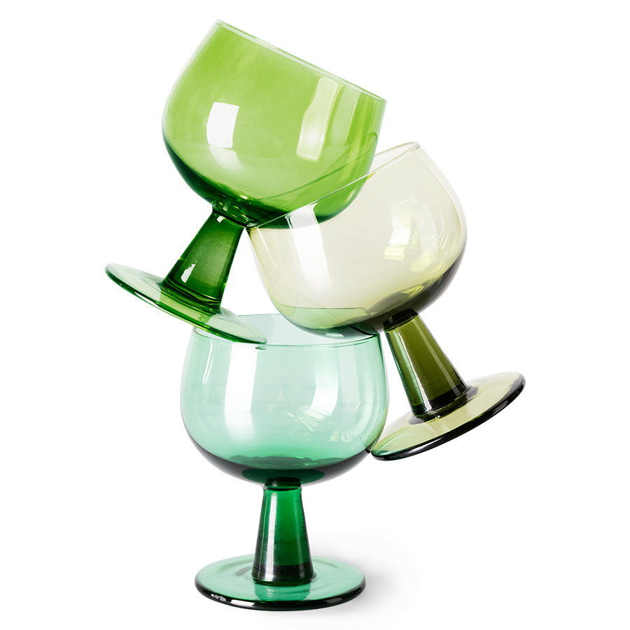 The Emeralds - Lime green wine glass low (set of 4)