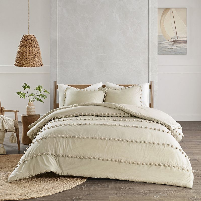 Madison Park Tracie 3-piece Pom Pom Cotton Comforter Set