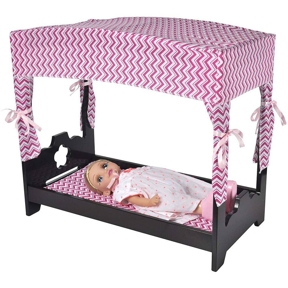 HOMESTOCK Espresso Kids Canopy Doll Bed 37204