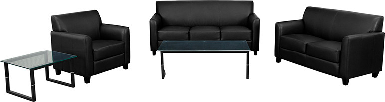 Black Leather Reception Set   Contemporary   Living Room Furniture Sets   by Beyond Design  ampMore  Houzz