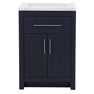 Home Decorators Collection Clady 24.5 in. W x 18.75 in. D Bath Vanity in Deep Blue with Cultured Marble Vanity Top in Silver Ash with White Sink HD2024P2-DB