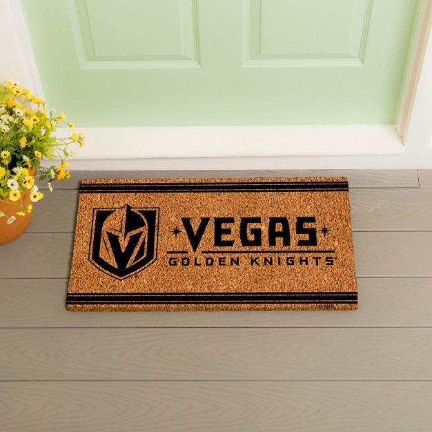 Evergreen Las Vegas Golden Knights Logo Natural Coir 28 X 16 Inches Indoor Outdoor Doormat