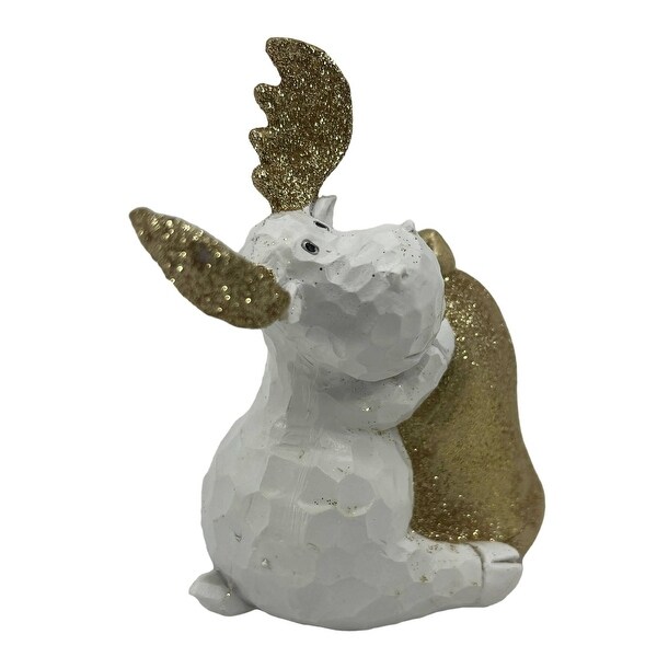 Sitting Glitter Moose Christmas Figurine