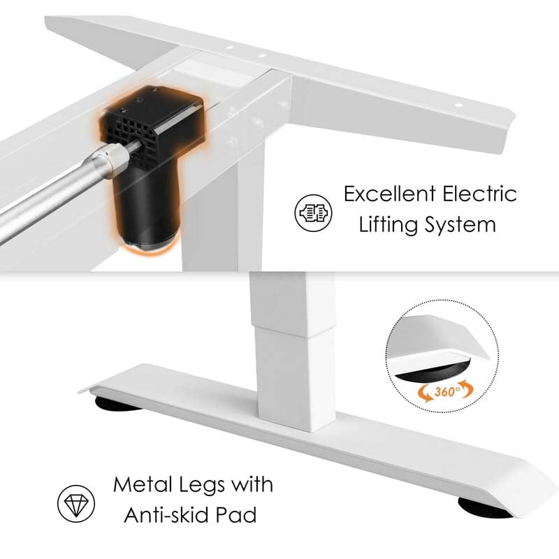 Electric Standing Desk, 55 x 28 inches Height Adjustable Stand up Desk, Sit Stand Home Office Table with Ergonomic Memory Controller