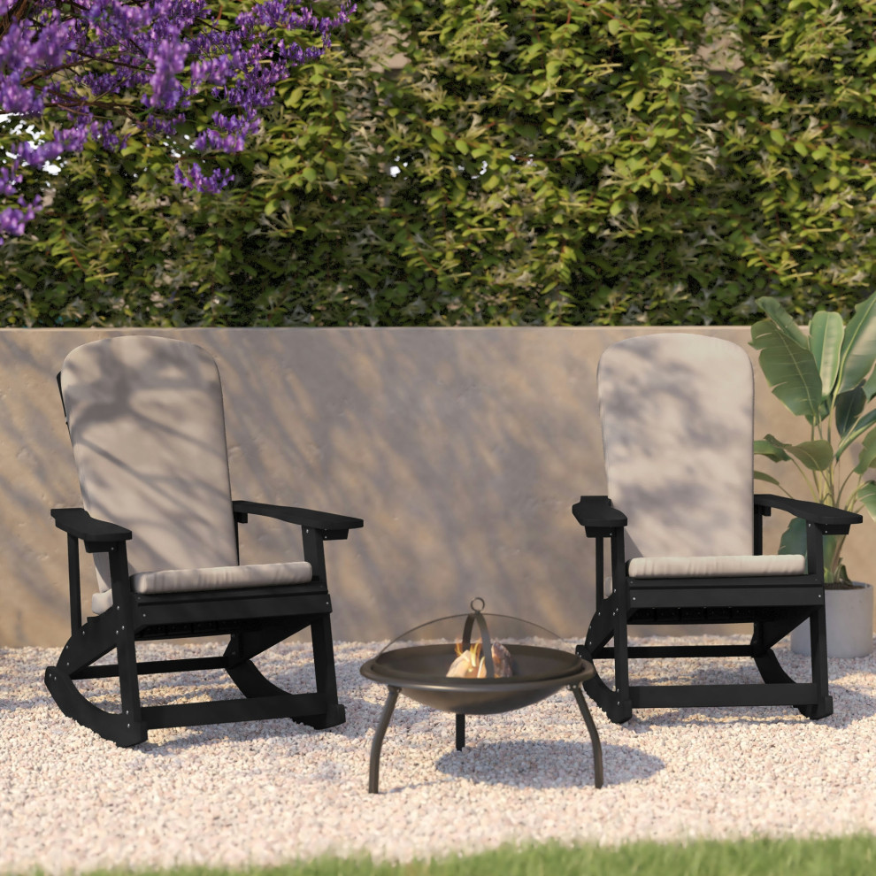 2 Pack Black Chair Cream Cushion   Transitional   Outdoor Rocking Chairs   by Kolibri Decor  Houzz