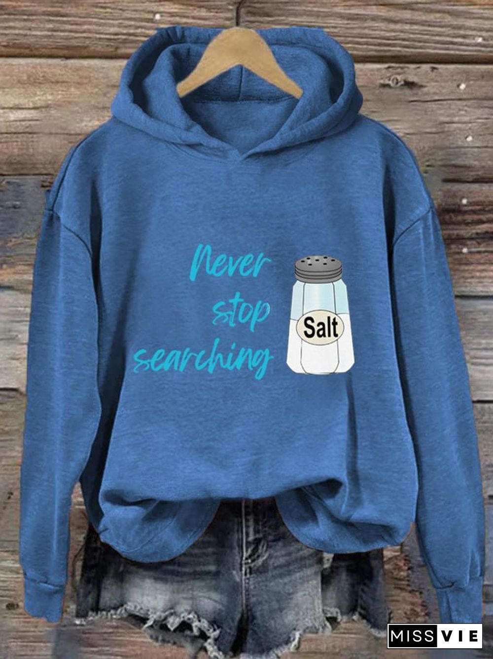 Women's Never Stop Searching Salt Print Hooded Sweatshirt