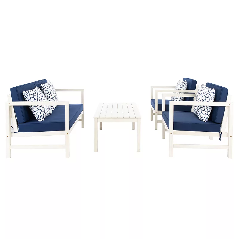 Safavieh Montez Outdoor Patio Loveseat， Chair and Coffee Table 4-piece Set