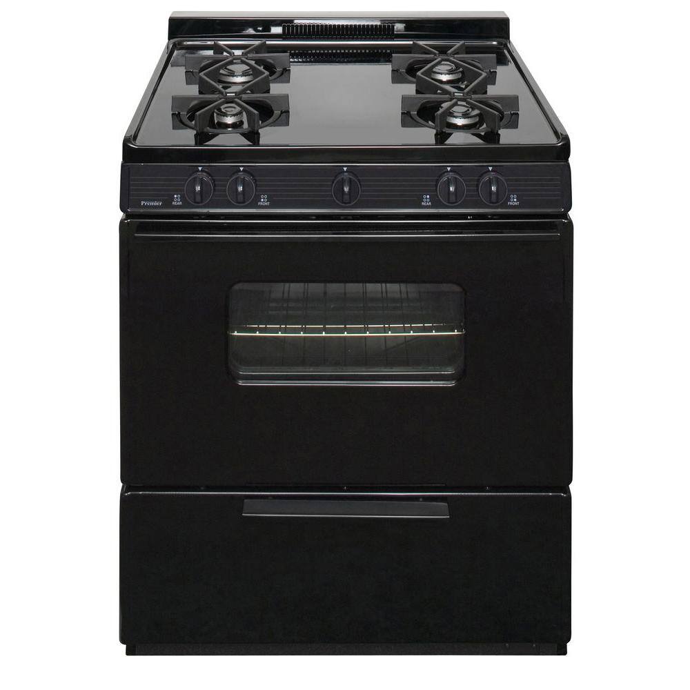 Premier 30 in. 3.91 cu. ft. Battery Spark Ignition Gas Range in Black BMK5X0BP