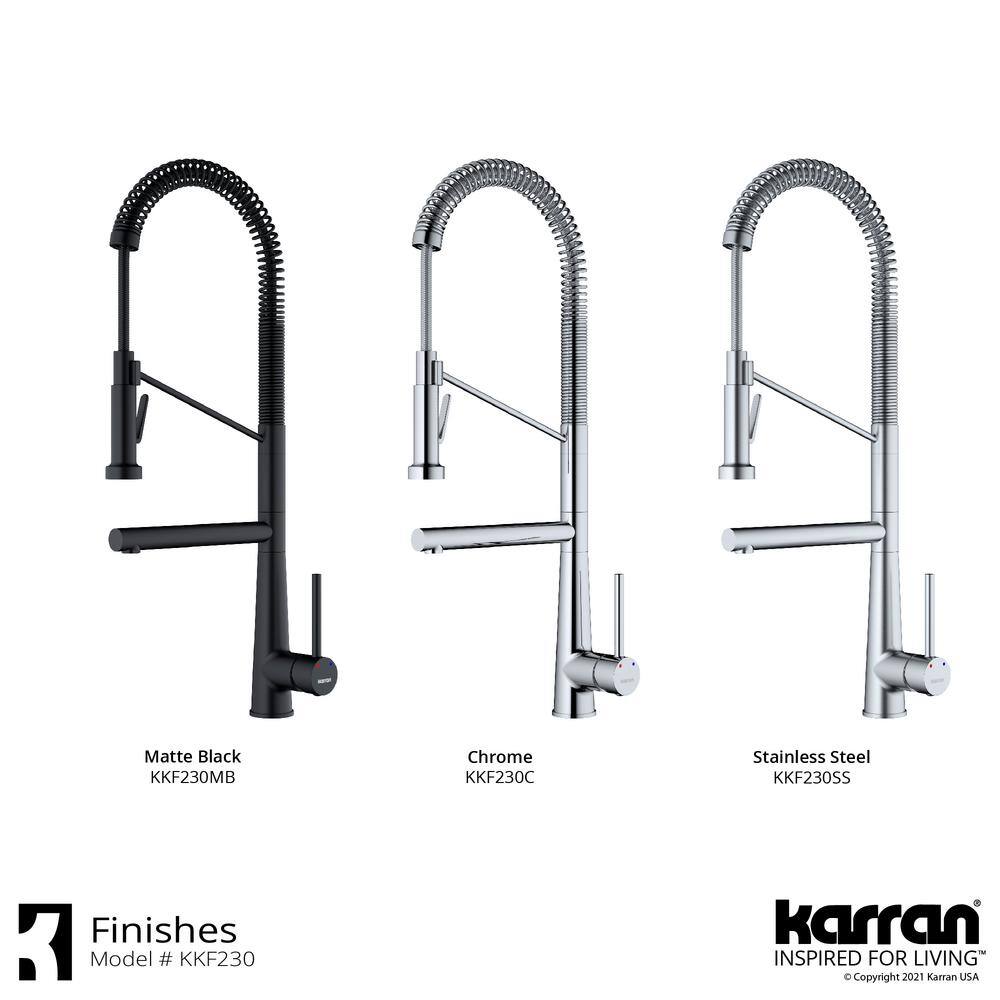 Karran Tumba Single Handle Pull Down Sprayer Kitchen Faucet in Matte Black KKF230MB