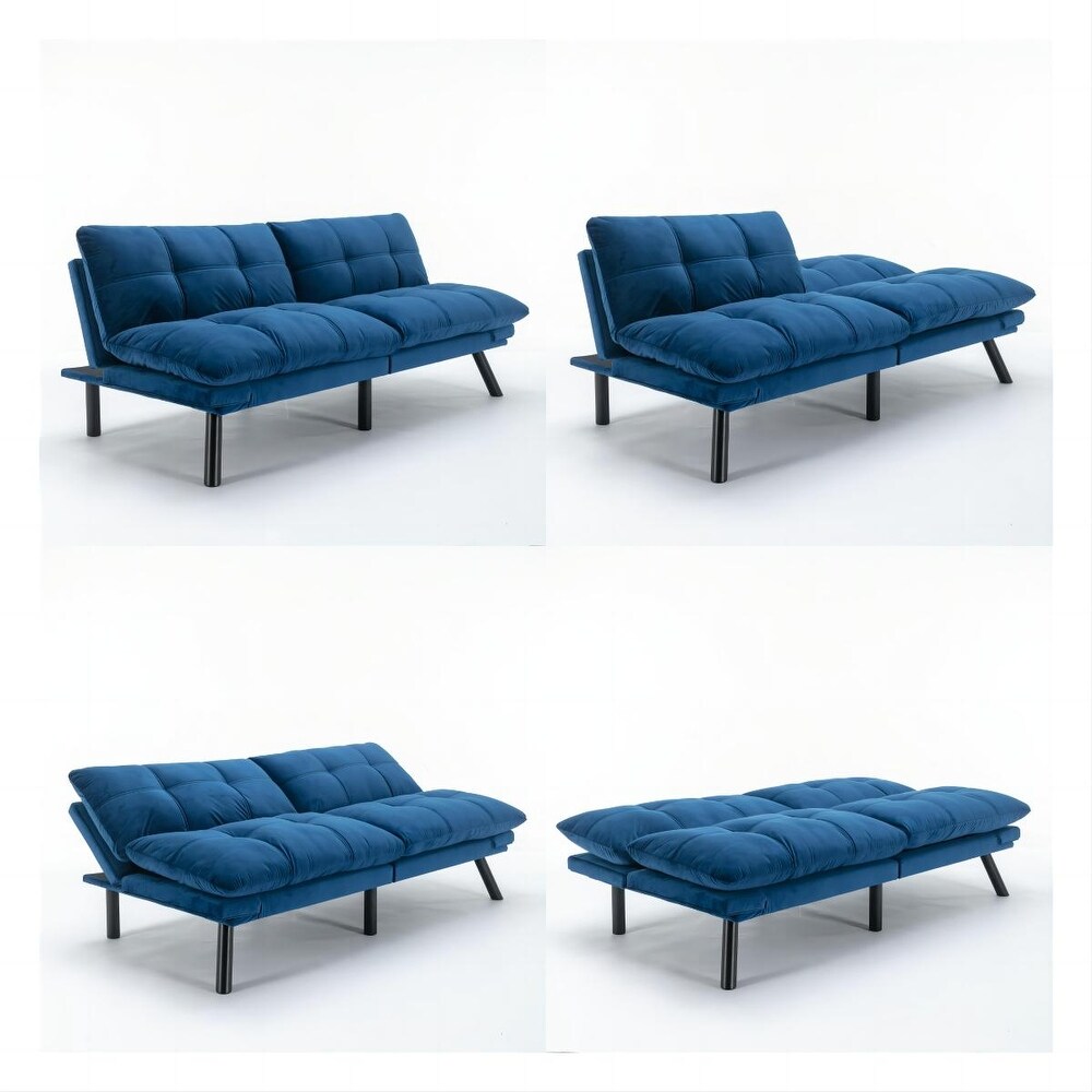 Versatile Velvet Loveseat Sofa Bed Futon Sleeper Loveseat  Living Room Chaise Lounge Recliner Sofa Bed with Pillow Top Arms