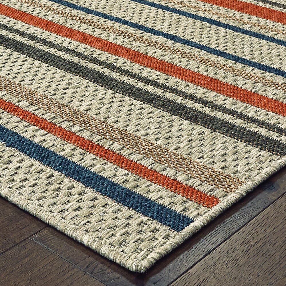 Style Haven Higgins Striped Grey/ Blue Indoor/ Outdoor Area Rug by Havenside Home