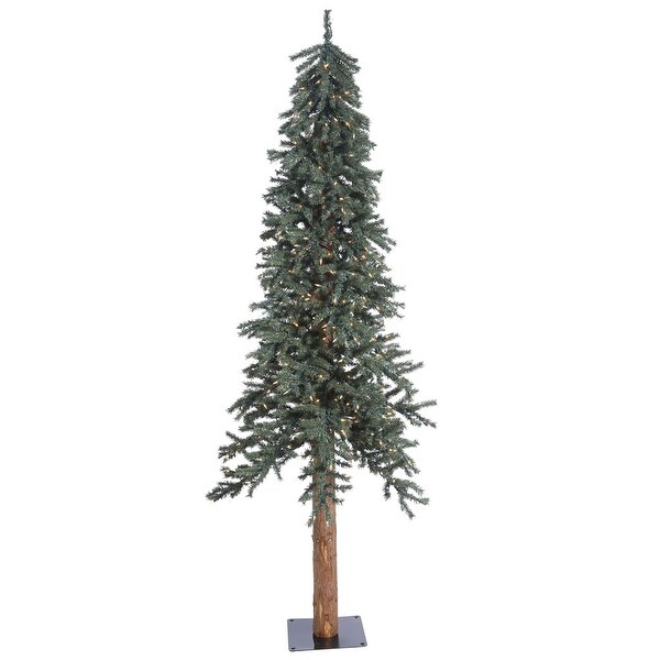 Vickerman 7' Natural Bark Alpine Artificial Christmas Tree，Warm White Duralit LED Lights