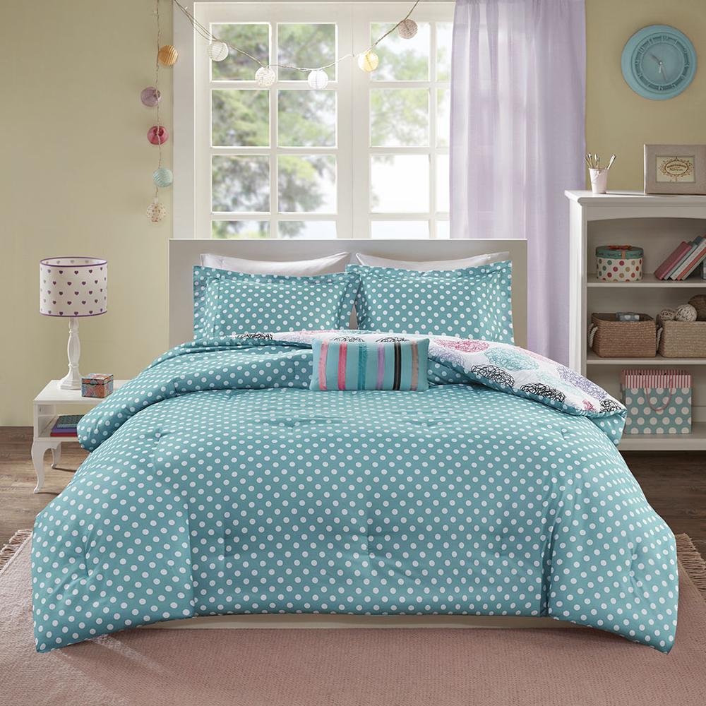 Home Essence Brittany Multi Circle Dot Reversible 3 Piece Comforter Set， Twin/Twin XL