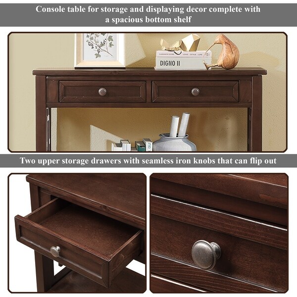 Console Table Entry Sofa Table with 4 Drawers and 1 Storage Shelf