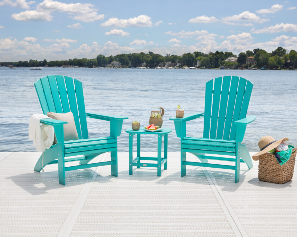 POLYWOOD Nautical 3 Piece Curveback Adirondack Set   Transitional   Outdoor Lounge Sets   by POLYWOOD  Houzz