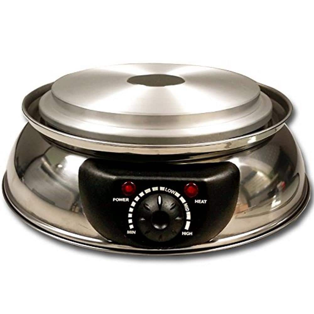 a Shabu 7.75 in. Stainless Steel Electric Wok Mongolian Hot Pot with Broiler SYHS30