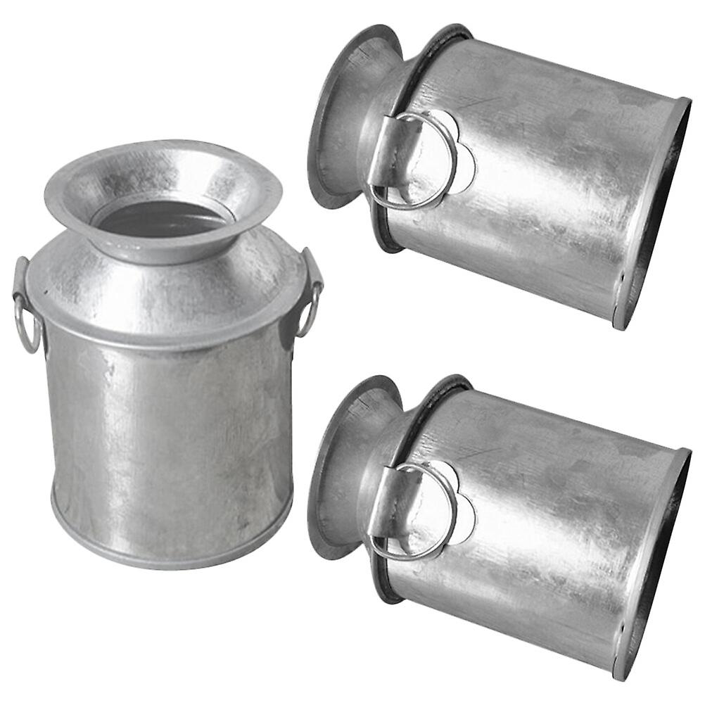 3pcs Mini Flower Vases Mini Metal Buckets Decorative Mini Iron Vases Desktop Miniature Buckets