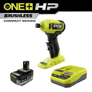 RYOBI ONE+ HP 18V Brushless Cordless Compact 14 in. Right Angle Die Grinder w FREE 4.0 Ah HIGH PERFORMANCE Battery  Charger PSBDG01B-PSK014