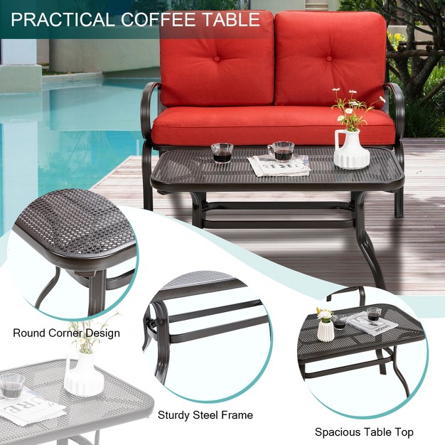 Tangkula Loveseat Table Set Furniture Outdoor Garden