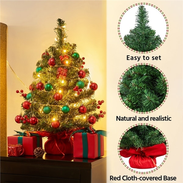 Yaheetech 2FT/3Ft Tabletop Portable Christmas Tree with Red Berries