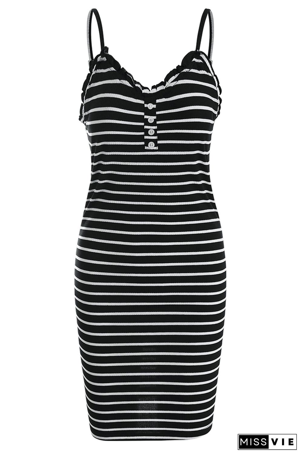 Striped Print Sleeveless Slip Dress Wholesale