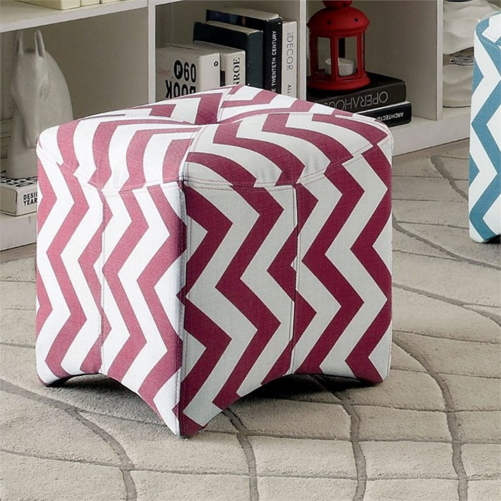 Bowery Hill Modern / Contemporary Fabric Cube Ottoman in Red Finish   Contemporary   Footstools And Ottomans   by Homesquare  Houzz