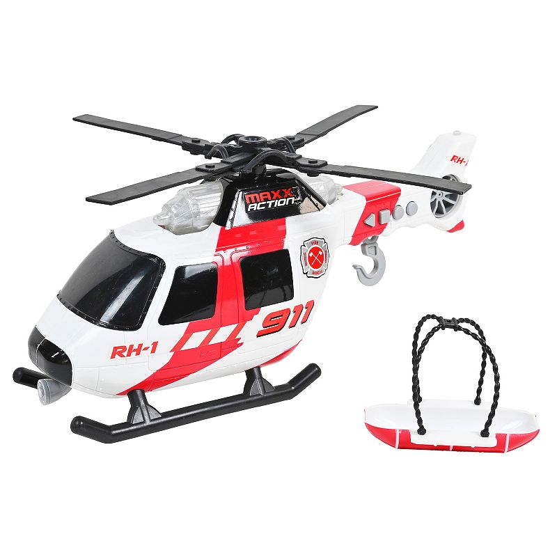 Maxx Action Large Helicopter Lights and Sounds Vehicle with Motorized Turbine and Spinning Rotors