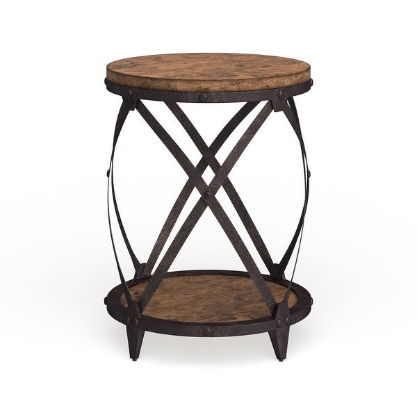 Carbon Loft Michael Distressed Pine Wood Round End Table