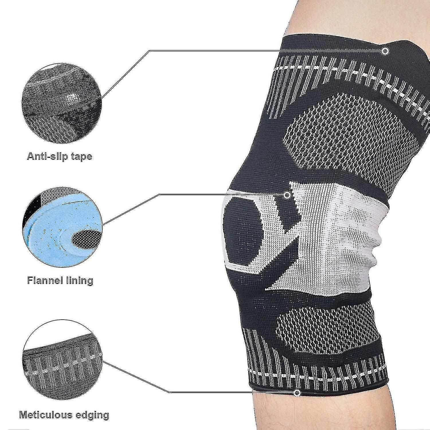 Knee Brace Support With Side Stabilizers Patella Gel Pad ，blue Xl