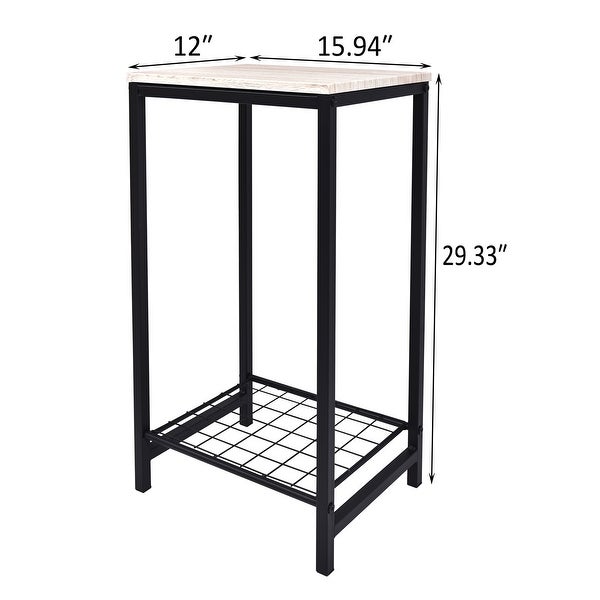 2-Tier End Side Table with Durable Metal Frame