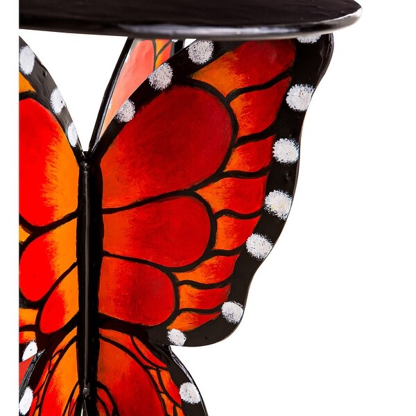 Handcrafted Metal Monarch Butterfly Side Table with Round Top