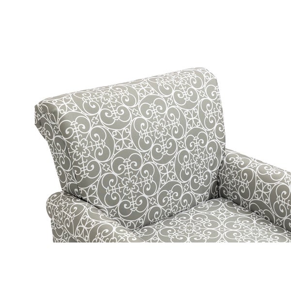 Floral Pattern Mid-Century Modern Accent Chair， Linen Armchair