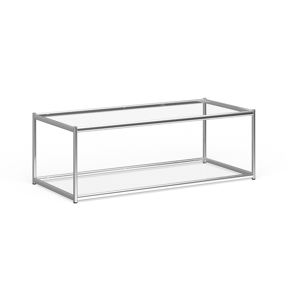 SAFAVIEH Zola Glass Chrome Coffee Table   51.2\