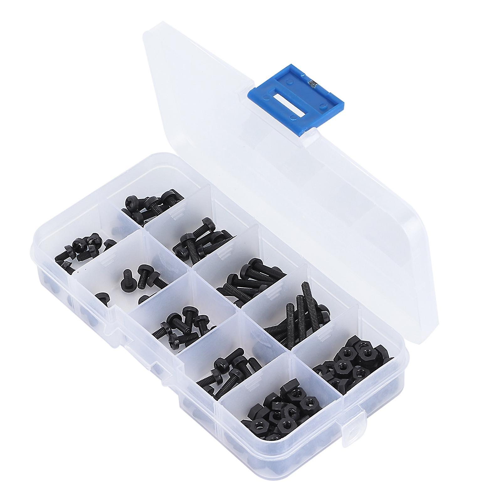 160Pcs Plastic Screw Nut Set Nylon Cross Screw Hex Nut Fasteners Hardware Tool M3