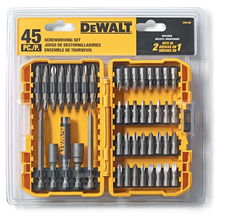 DW 2 in. L Screwdriving Set Heat-Treated Steel 45 pc