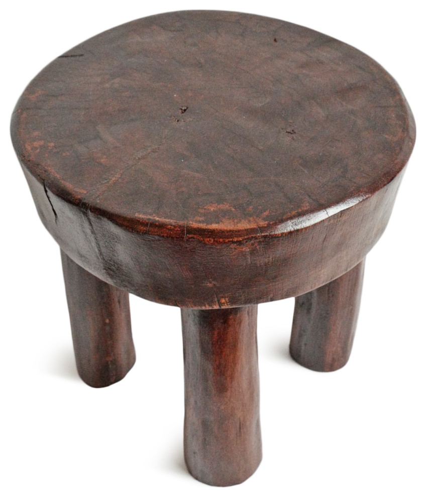 Consigned Ivory Coast Wood Stool 9   Rustic   Accent And Garden Stools   by Design Mix Furniture  Houzz