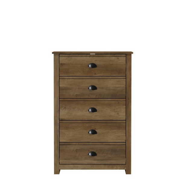 Galano Geordano 5 drawer Chest Of Drawers 46 2 In 17 1 In 30 4 In In Dusty Gray Oak Knotty Oak Dark Gray Oak