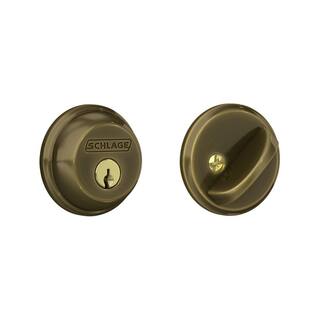 Schlage B60 Series Antique Brass Single Cylinder Deadbolt Certified Highest for Security and Durability B60.N.G.609