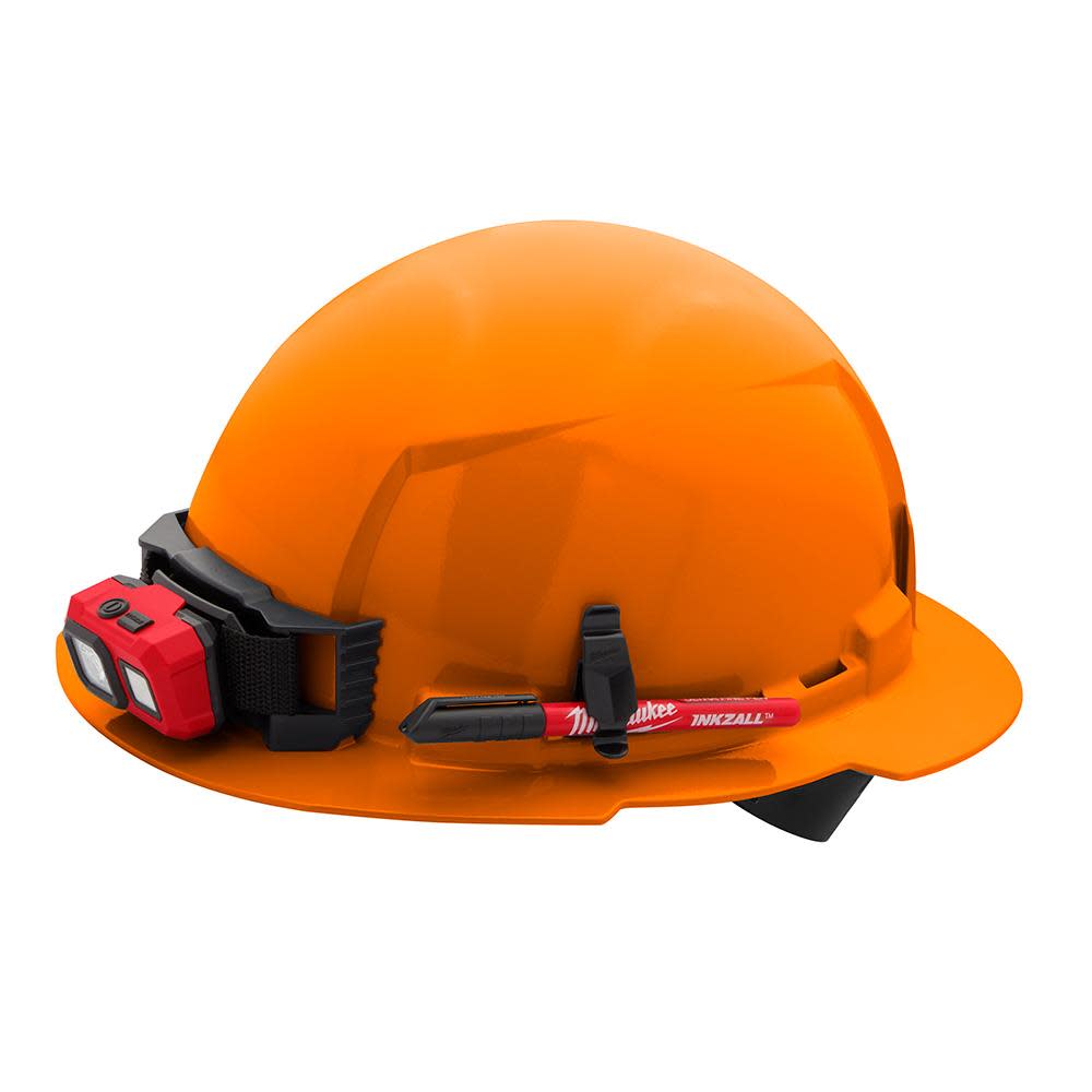 Milwaukee Orange Full Brim Hard Hat with 4pt Ratcheting Suspension Type 1 Class E