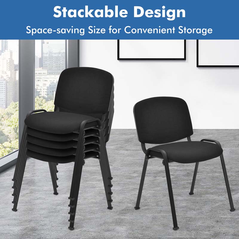 Set of 5 Stackable Conference Chairs with Sponge Seat & Ergonomic Back, Elegant Guest Reception Office Chairs