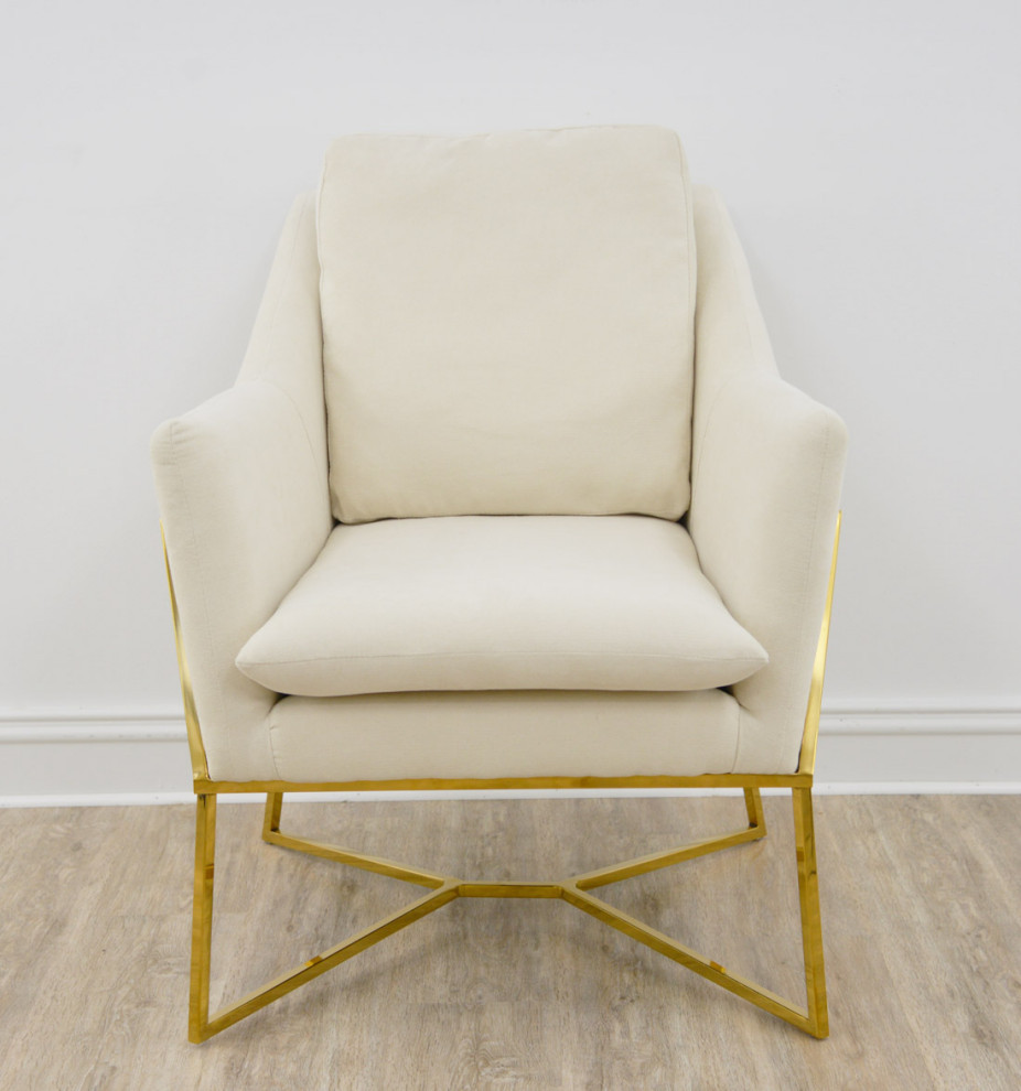 Adara Gold Chair Grey Fabric   Midcentury   Armchairs And Accent Chairs   by Virgil Stanis Design  Houzz