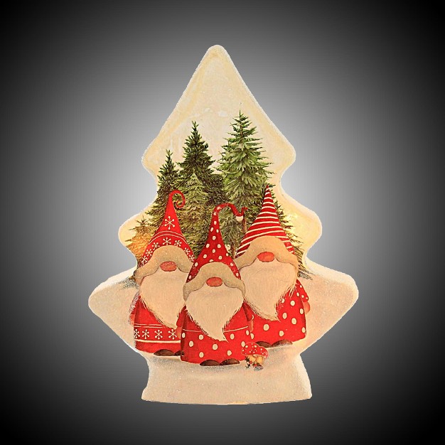 Gnomes W red Hat Christmas Tree 3 Gnomes Winter Pines Santa Decorative Figurines