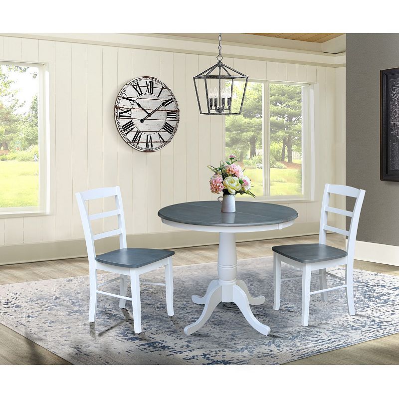 International Concepts Round Leaf Dining Table and Chair 3-piece Set