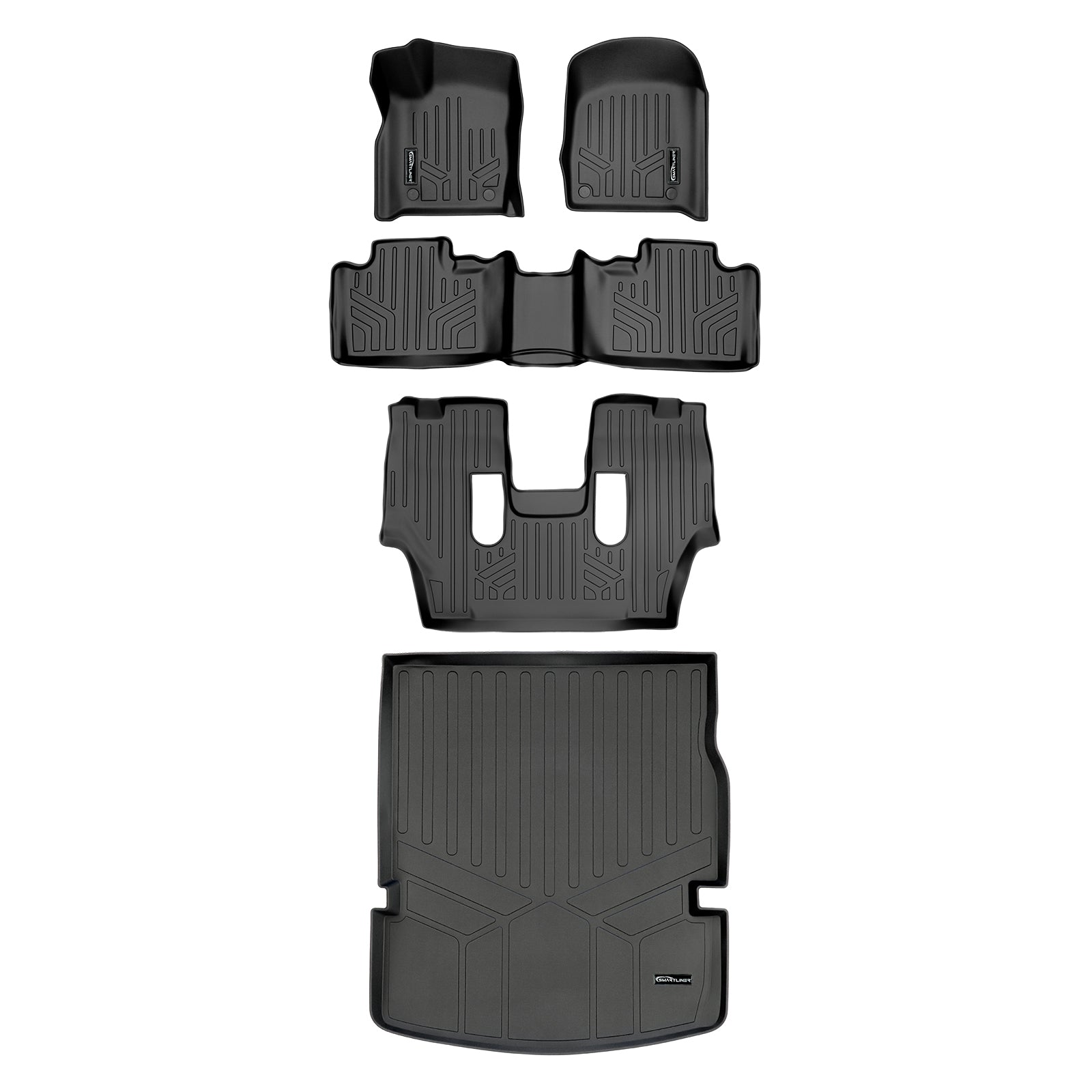 Smartliner Floor Mats 3 Rows cargo liner Behind 2nd Row Black For 16-21 Durango