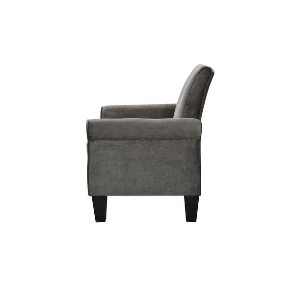 High Quality Fabric Accent Chairs， Sleek Lounge Chairs Comfy Sofa Chair， PU Leather Flared Armchair， Charcoal Grey