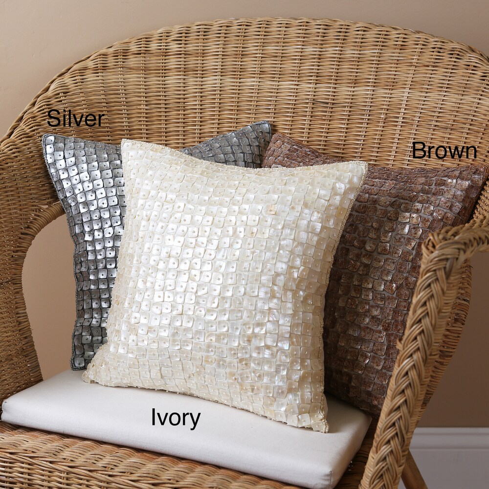 Aurora Home Mother of Pearl Accent 14 inch Square Throw Pillows (Set of 2)